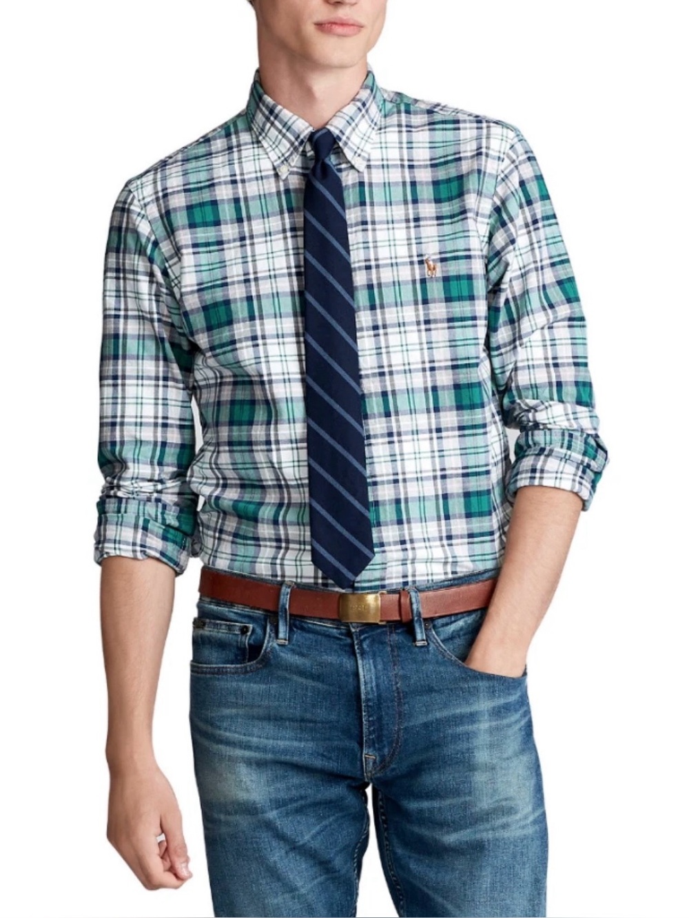 Ralph Lauren Men's Classic Fit Button Down Oxford Plaid Shirt ~ Men Sz Small